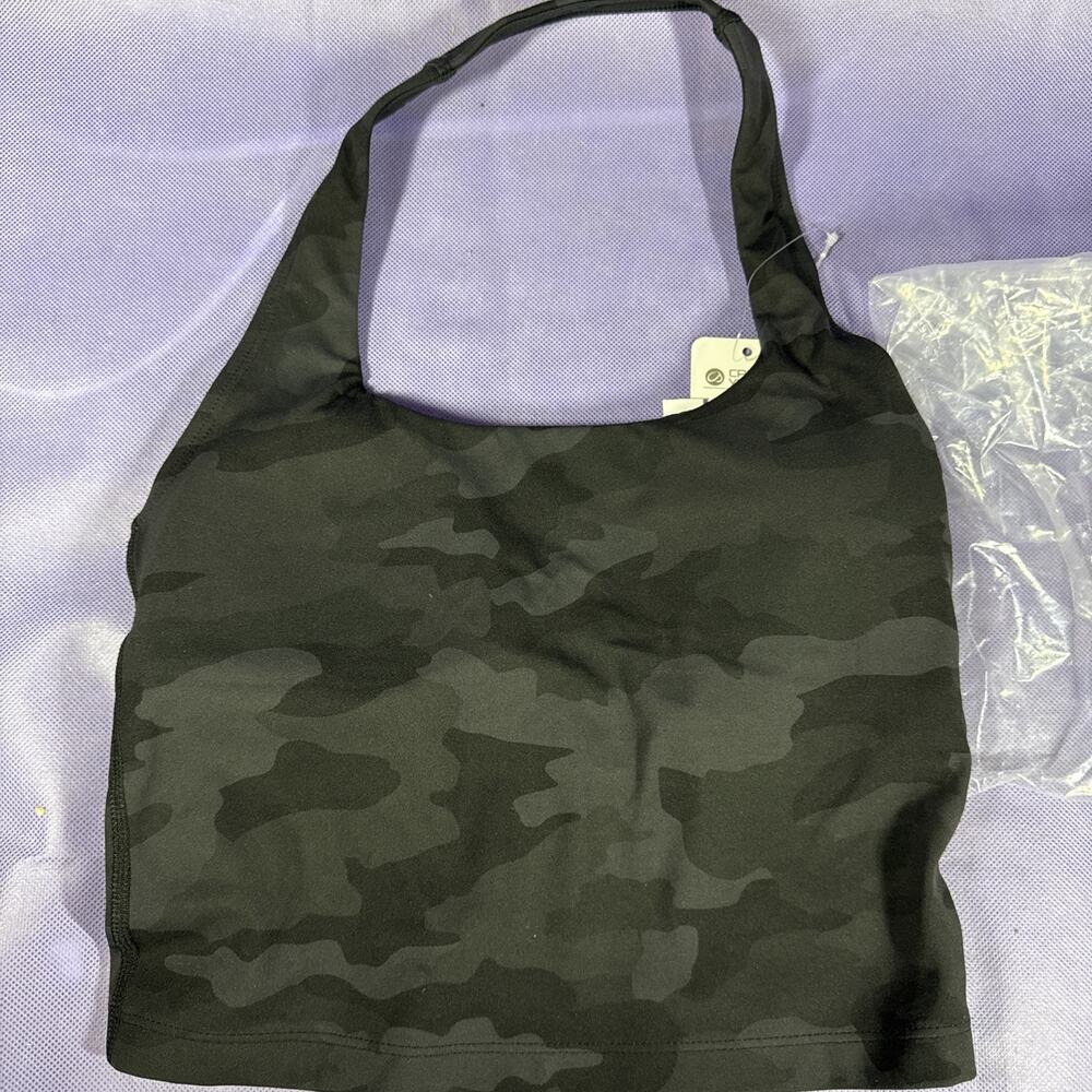 Crz Yoga Halter Crop Sports Bra Camo Black New Size XSmall VV